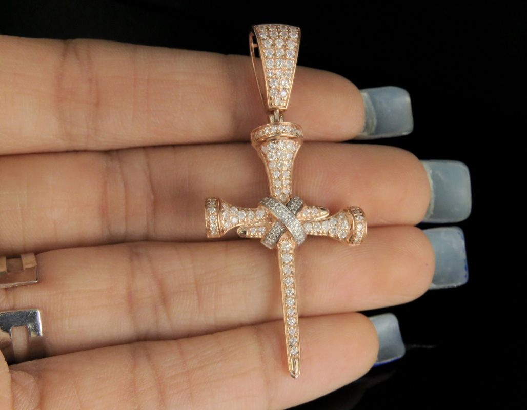 Customized Lab Grown Diamond Nail Cross Pendant