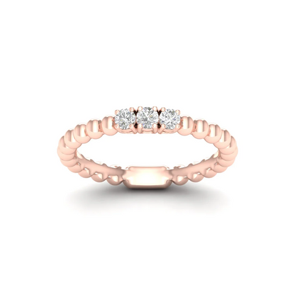 0.16Ctw Lab Grown Diamond Three Stone Bubble Stack Wedding Band