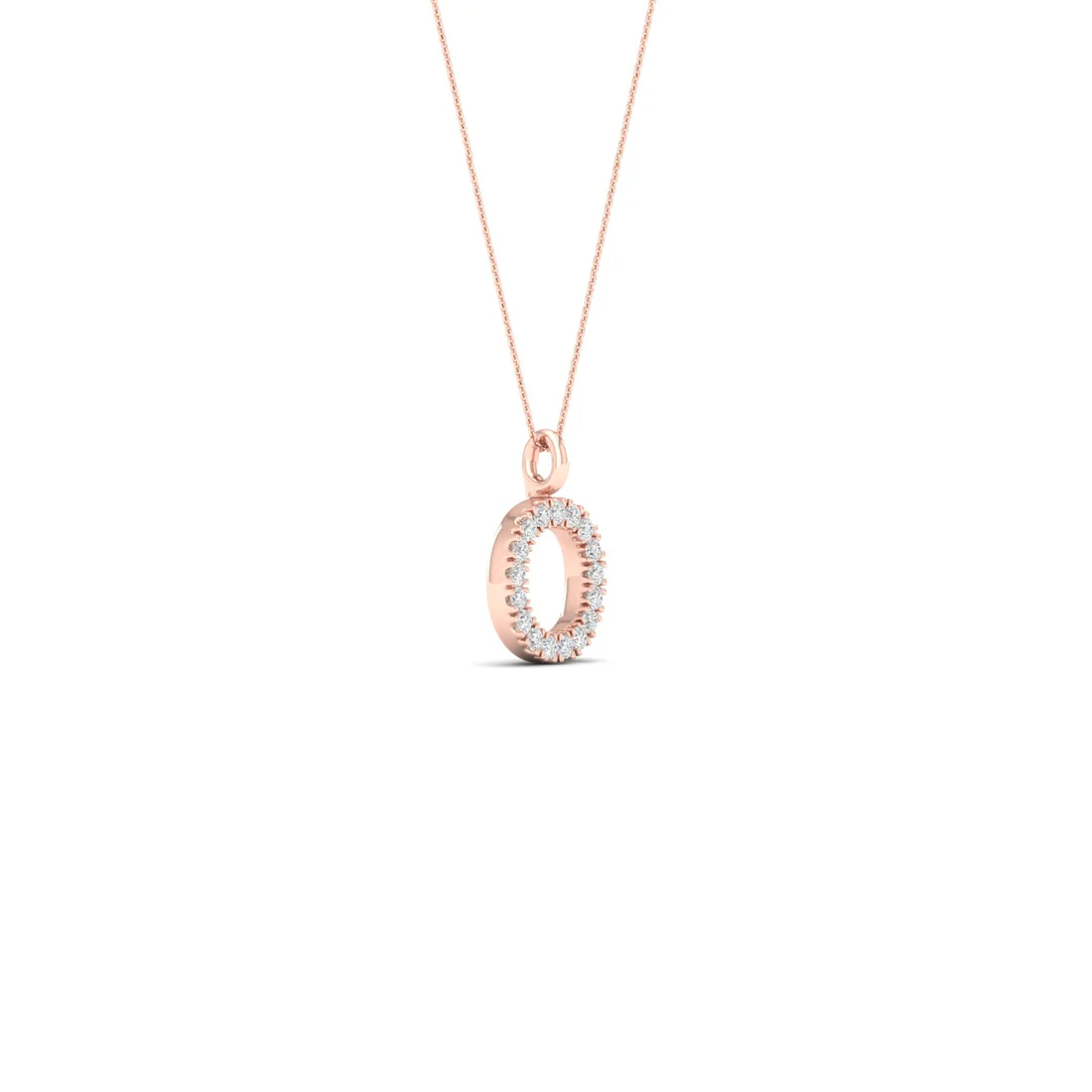 0.065CTW Lab Grown Diamond O Letter Pendant