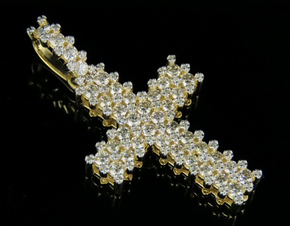 1.6 Inch Iced Out Lab Grown Diamond Two Row Cross Pendant