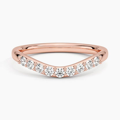 0.20 CTW Petite Curved Lab Grown Diamond 14k Gold Ring For Women