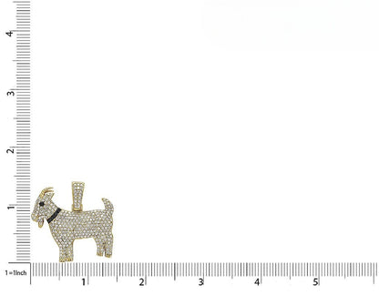 Lab Grown Diamond 1.4 Inch 10K Gold Goat Pendant