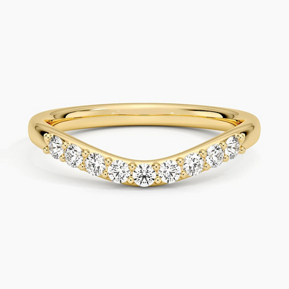 0.20 CTW Petite Curved Lab Grown Diamond 14k Gold Ring For Women