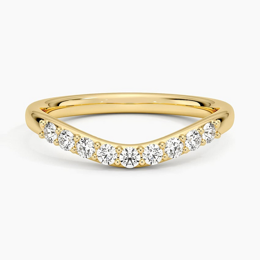 0.20 CTW Petite Curved Lab Grown Diamond 14k Gold Ring For Women