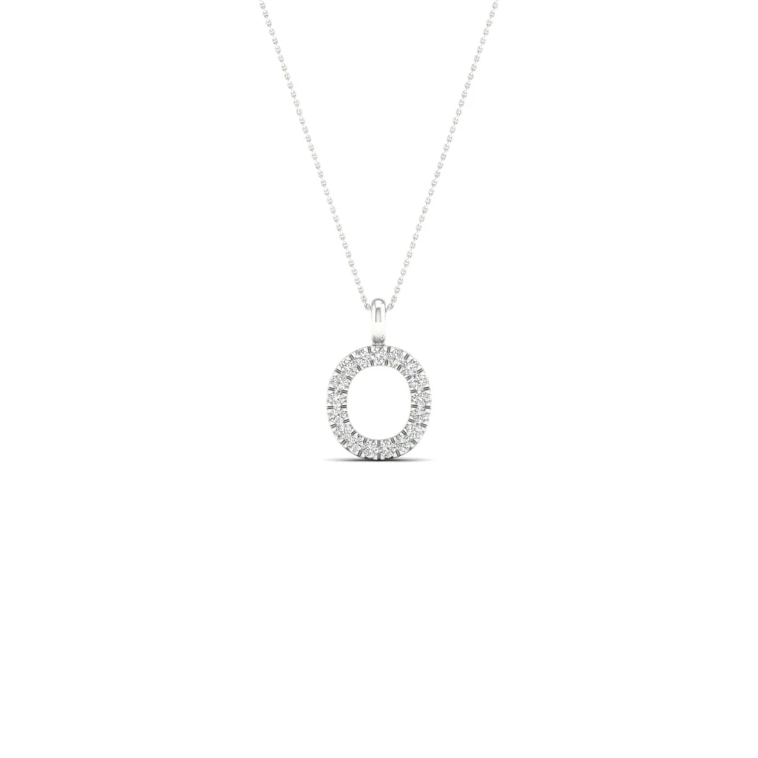 0.065CTW Lab Grown Diamond O Letter Pendant