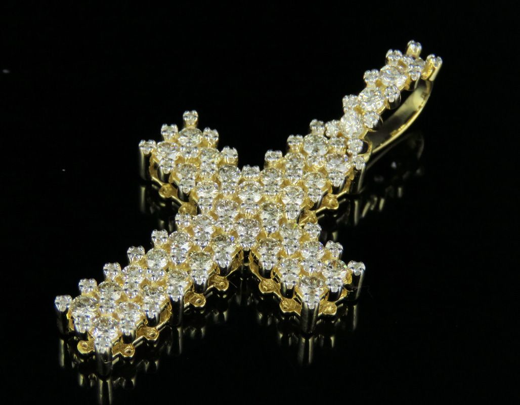 1.6 Inch Iced Out Lab Grown Diamond Two Row Cross Pendant
