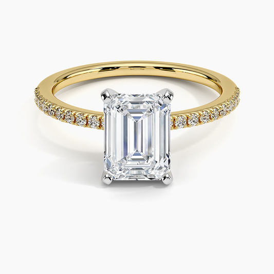 1 1/2 Emerald Lab Grown Diamond Gold Engagement Ring