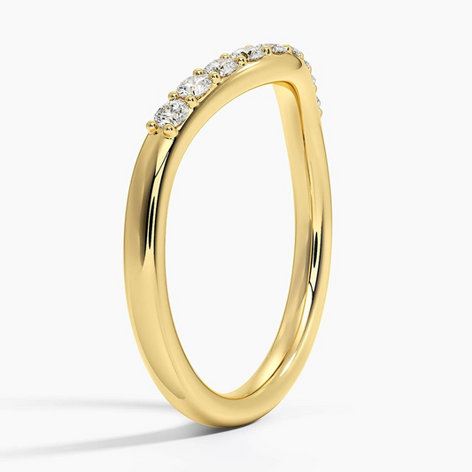 0.20 CTW Petite Curved Lab Grown Diamond 14k Gold Ring For Women