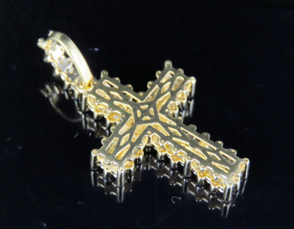 1.6 Inch Iced Out Lab Grown Diamond Two Row Cross Pendant