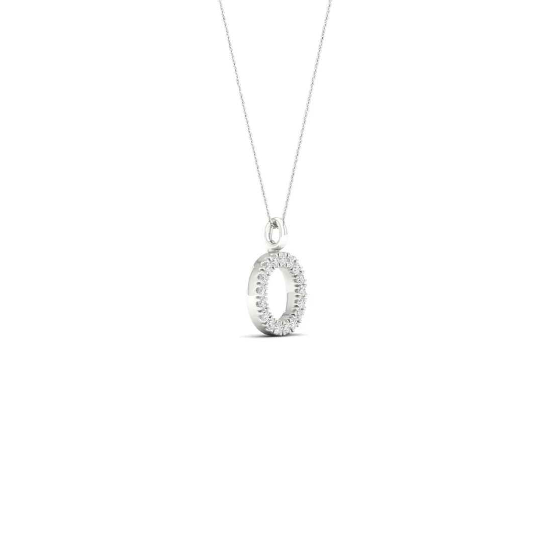 0.065CTW Lab Grown Diamond O Letter Pendant