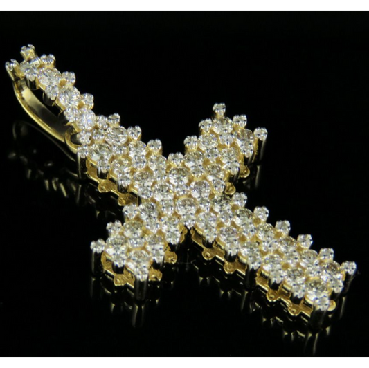 1.6 Inch Iced Out Lab Grown Diamond Two Row Cross Pendant