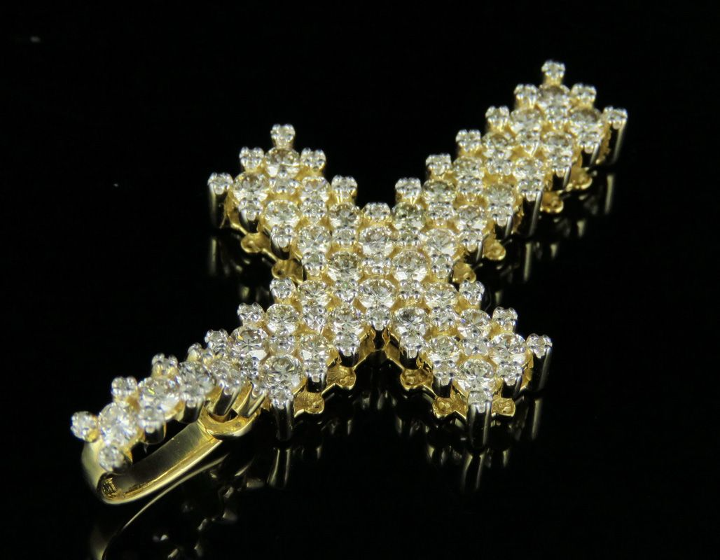 1.6 Inch Iced Out Lab Grown Diamond Two Row Cross Pendant