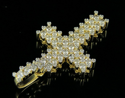 1.6 Inch Iced Out Lab Grown Diamond Two Row Cross Pendant