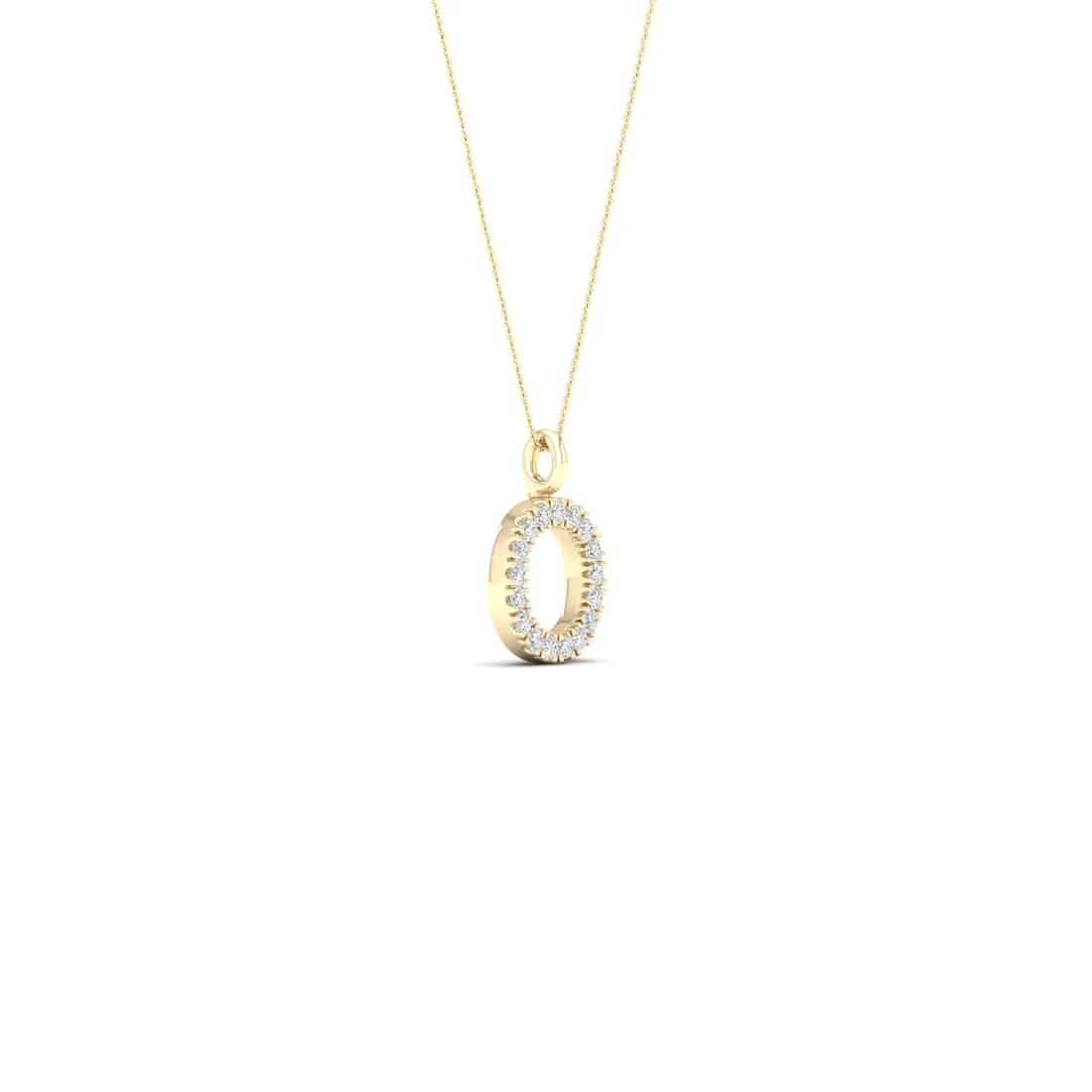 0.065CTW Lab Grown Diamond O Letter Pendant