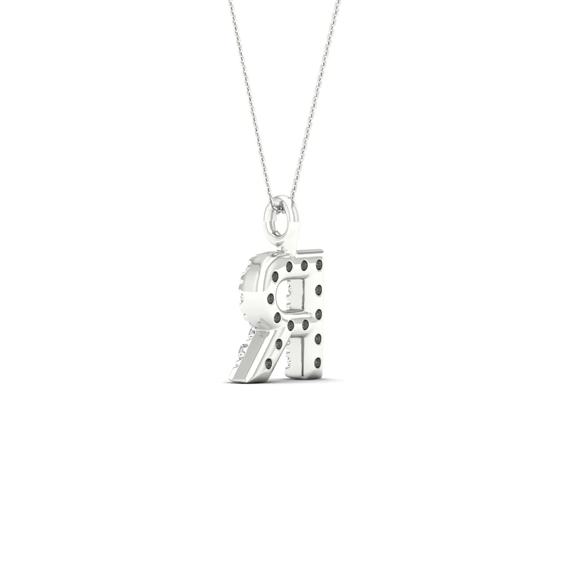0.05 CTW Lab Grown Diamond R Letter Pendant