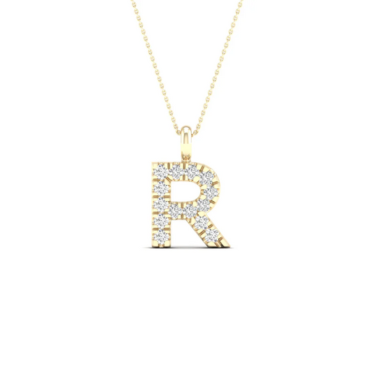 0.05 CTW Lab Grown Diamond R Letter Pendant