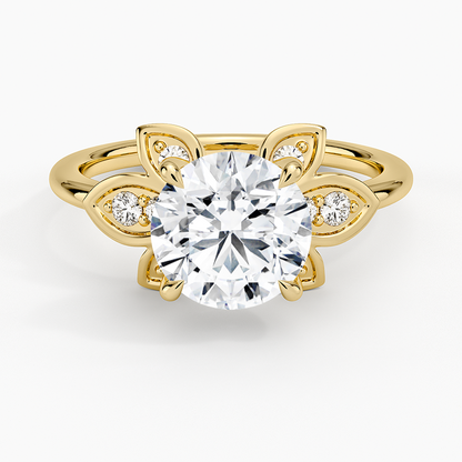2CT Round Lab Grown Diamond Flower Engagement Ring