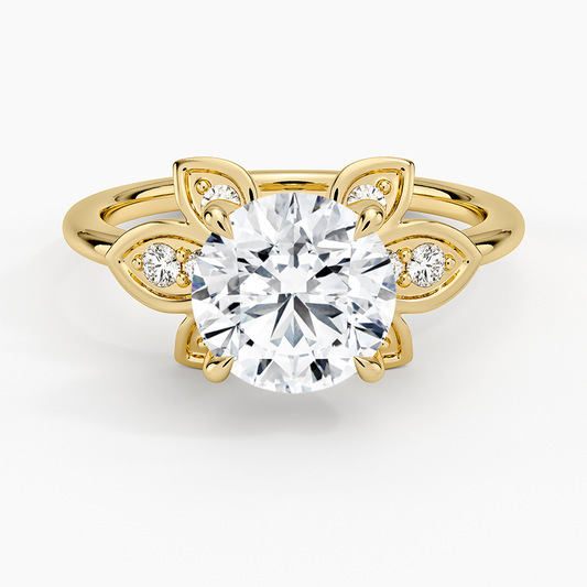2CT Round Lab Grown Diamond Flower Engagement Ring
