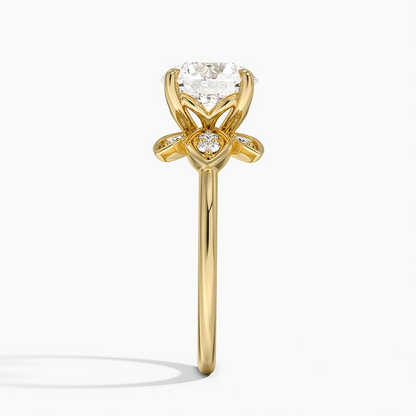 2CT Round Lab Grown Diamond Flower Engagement Ring