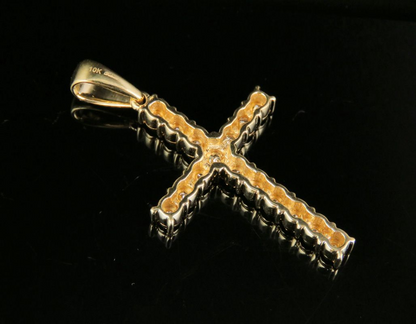10K Lab Grown Diamond One Row Fanook Cross Pendant