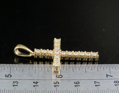 10K Lab Grown Diamond One Row Fanook Cross Pendant