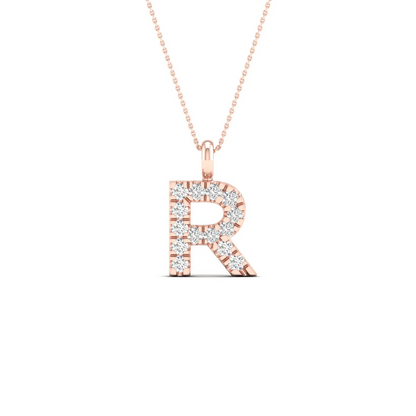 0.05 CTW Lab Grown Diamond R Letter Pendant