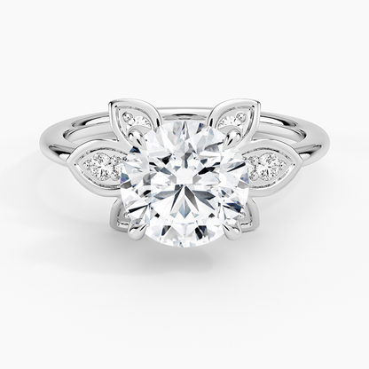 2CT Round Lab Grown Diamond Flower Engagement Ring
