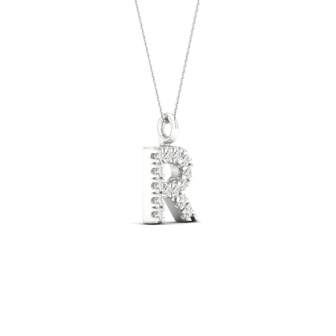 0.05 CTW Lab Grown Diamond R Letter Pendant