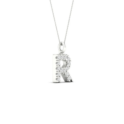 0.05 CTW Lab Grown Diamond R Letter Pendant