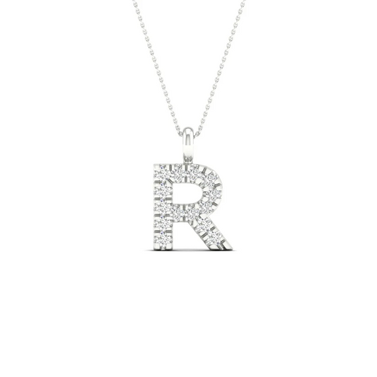 0.05 CTW Lab Grown Diamond R Letter Pendant