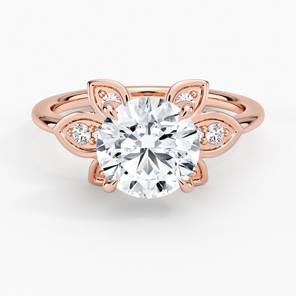 2CT Round Lab Grown Diamond Flower Engagement Ring