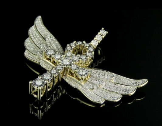 Lab Grown Diamond Ankh Cross Removable Wings Pendant