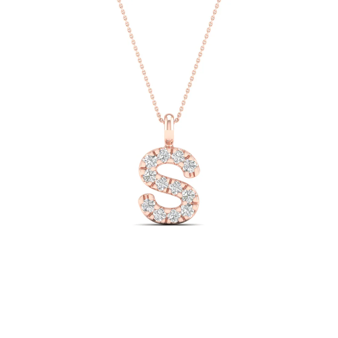 0.065 CTW Lab Grown Diamond S Letter Pendant
