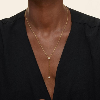 3/8 CTW Lab Grown Diamond Pear Bezel Lariat Pendant