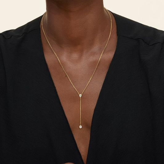 3/8 CTW Lab Grown Diamond Pear Bezel Lariat Pendant