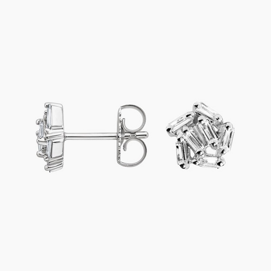 Baguette Cut 1/2 CTW Lab Grown Diamond Cluster Earrings