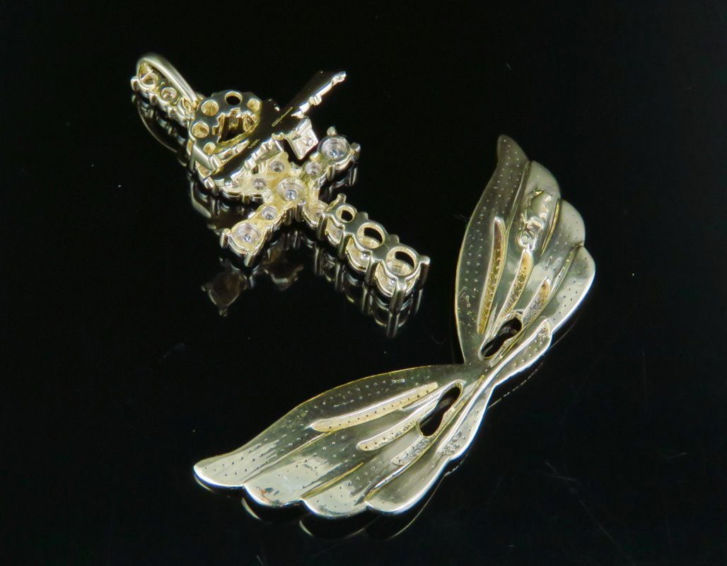 Lab Grown Diamond Ankh Cross Removable Wings Pendant
