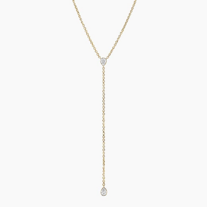 3/8 CTW Lab Grown Diamond Pear Bezel Lariat Pendant