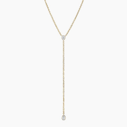 3/8 CTW Lab Grown Diamond Pear Bezel Lariat Pendant