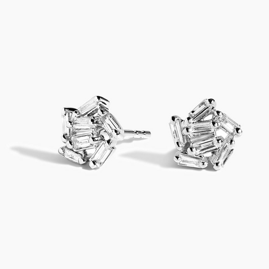 Baguette Cut 1/2 CTW Lab Grown Diamond Cluster Earrings