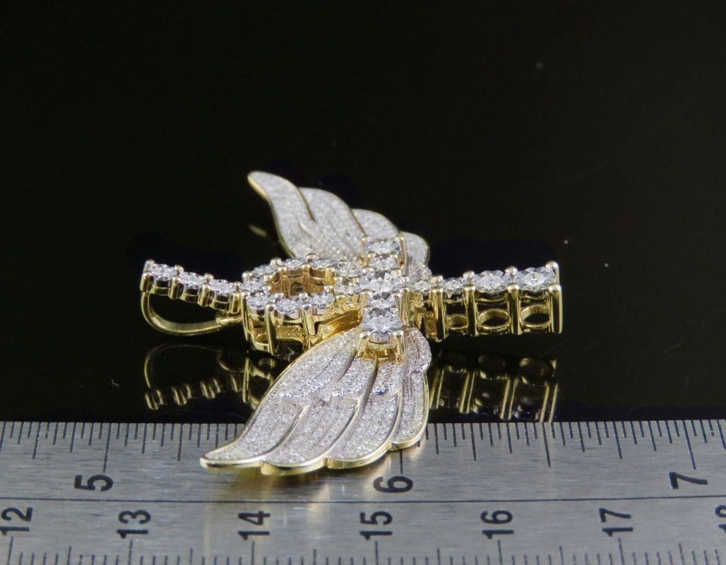 Lab Grown Diamond Ankh Cross Removable Wings Pendant