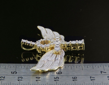 Lab Grown Diamond Ankh Cross Removable Wings Pendant