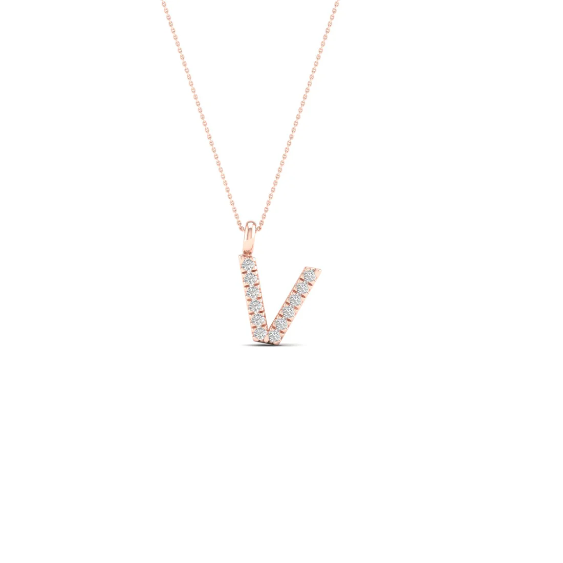 0.05CTW Lab Grown Diamond V Letter Pendant