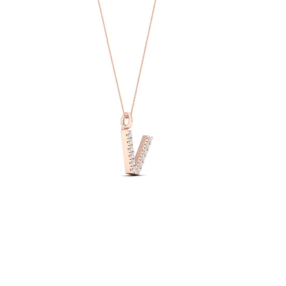0.05CTW Lab Grown Diamond V Letter Pendant