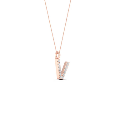 0.05CTW Lab Grown Diamond V Letter Pendant