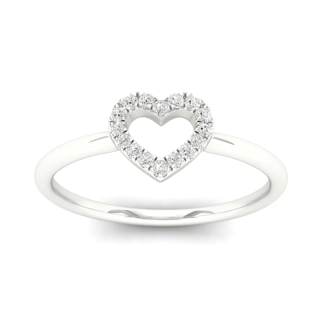 0.065Ctw Lab Grown Diamond Minimalist Heart Fashion Ring