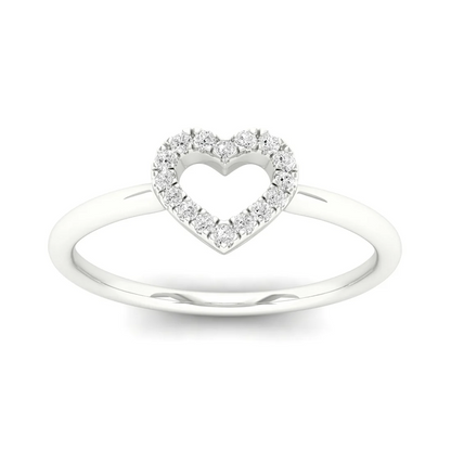 0.065Ctw Lab Grown Diamond Minimalist Heart Fashion Ring
