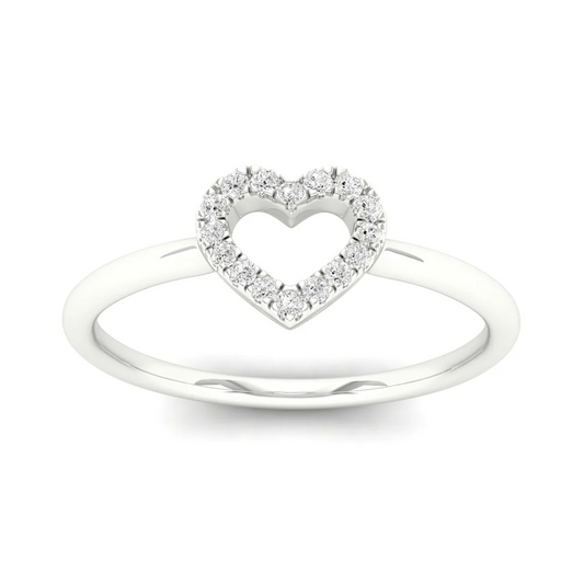 0.065Ctw Lab Grown Diamond Minimalist Heart Fashion Ring