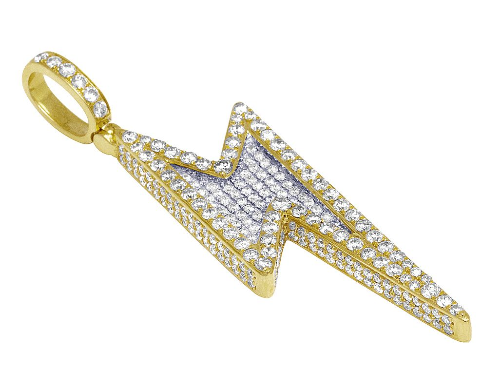 Lab Grown Diamond 10K Gold Thunderbolt Pendant