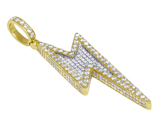 Lab Grown Diamond 10K Gold Thunderbolt Pendant